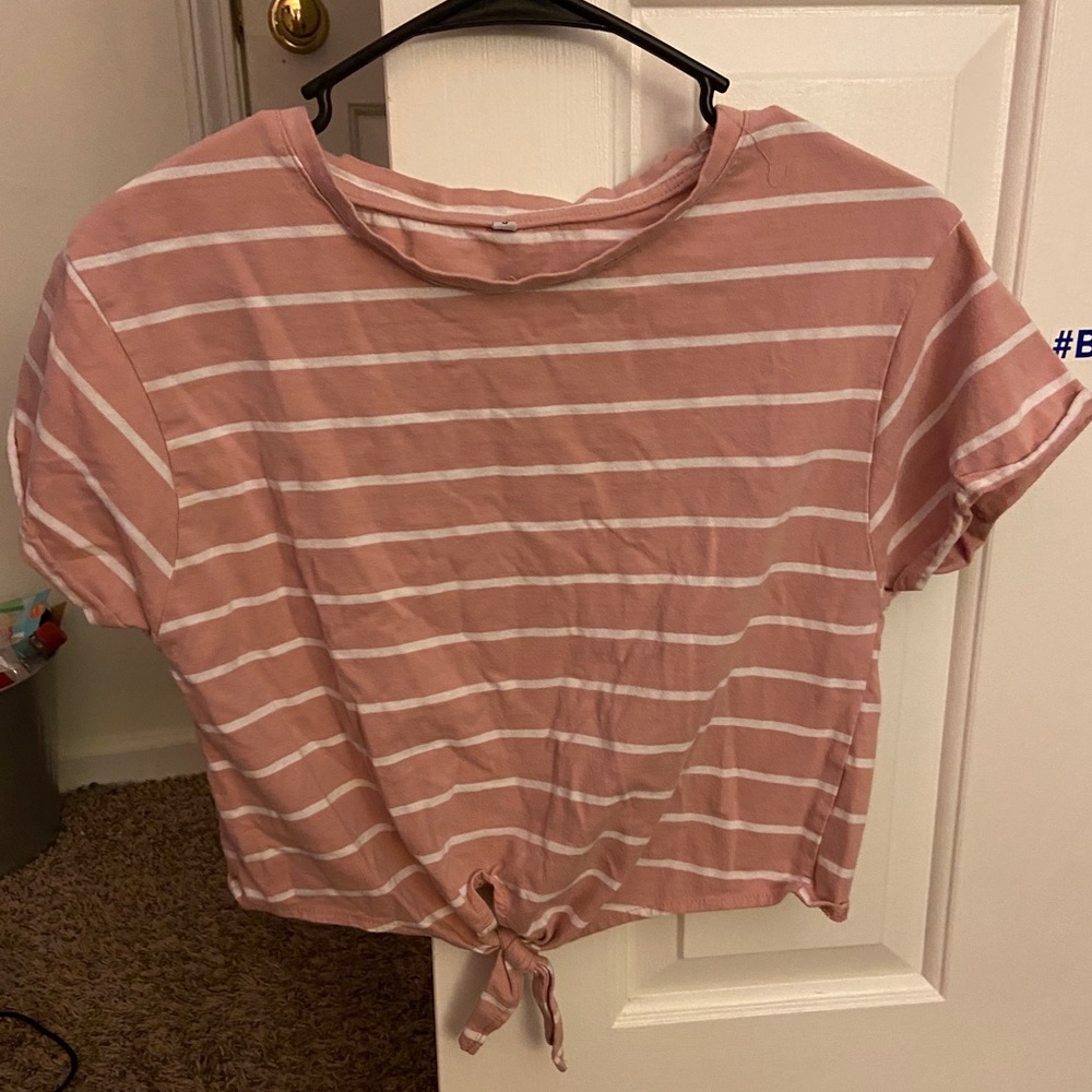 pink striped crop top